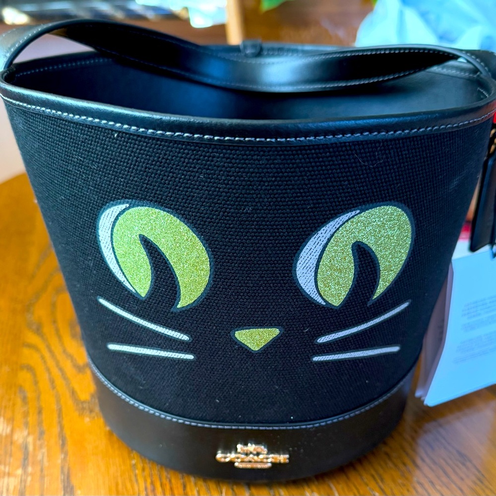NWT  COACH  HALLOWEEN Black Cat Trick Or Treat Bucket